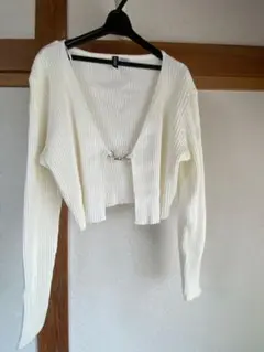 H&M DIVIDED ホワイト リブニット カーディガンのサムネイル