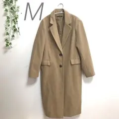 アウターチェスターコート　M イング　襟　レディース　ベージュ　ロングコート秋冬