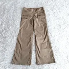 【アーヴェヴェ】 ワイドパンツ 裾 ロールアップ 前ジッパーポケット