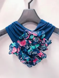新品●送料無料●スカーフで　ヘアーバンドで　２WAY　【プリントネイビ