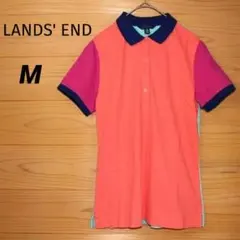 LANDS' END　半袖ポロシャツ　鹿の子　オレンジ　マゼンタ　紺　ミント　Mのサムネイル