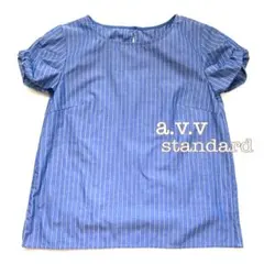 a.v.v standard 青と白のストライプ 半袖シャツ M