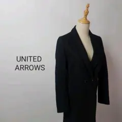 C276ユナイテッドアローズロングコートチェスターコートブラックウール細身スリム