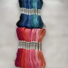 刺繍糸　１８本セット　ピンク＆ブルーカラー　ミサンガ　刺し子　ステッチ