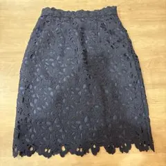 プロポーションボディドレッシング リボンケミカルレースタイトスカート　ネイビー