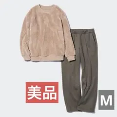 【美品】 ユニクロ UNIQLO ファーリーフリースセット 長袖 パジャマ M