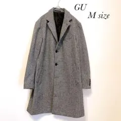 GU ハウンドトゥース柄 チェスターコート ロング M a0467