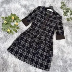【美品】キャサリンロス チェック柄 チュニック ワンピース M ネイビー系のサムネイル