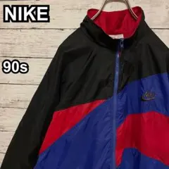 937【人気Lサイズ】ナイキ♤刺繍ロゴ　90s 銀タグ　ナイロンジャケット　希少