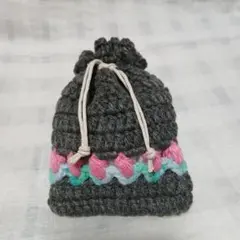 ミニ巾着　編み物　かぎ針編み　ポーチ　チューリップ　ハンドメイド