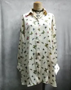 ZARA　昆虫柄　シャツ　ブラウス　ザラ　蝶　訳あり