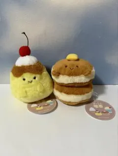 新品☆Bleu Bleuetぽってり喫茶 プリン ホットケーキ ぬいぐるみ2種のサムネイル