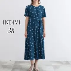 INDIVI インディヴィ 2WAY洗える アシメ切替フラワーワンピースのサムネイル