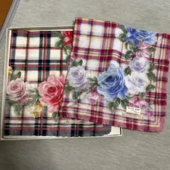 HANAE MORI ハンカチ 2枚セット バラ チェック柄