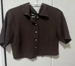 ZARA ブラウン 半袖ショート丈シャツ