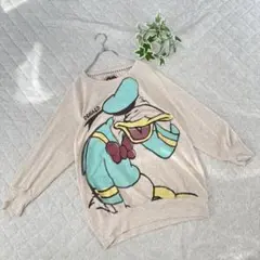 ディズニー【M】美品⭐️スウェットトレーナー　ベージュ　ドナルドダック　かわいい