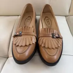 TOD'S トッズ フリンジ ローファー レザー キャメル　37 23.5のサムネイル