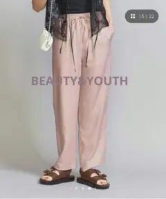 BEAUTY&YOUTH リネンライク ドローストイージーパンツ ピンク 洗える
