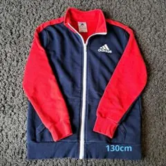 adidas ジップアップジャケット 赤/ネイビー130cm
