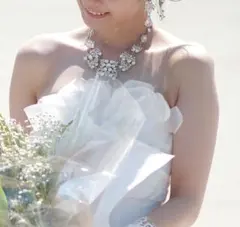 33ブライダルアクセサリーセット結婚式ウェディングドレス用ネックレスとイヤリング