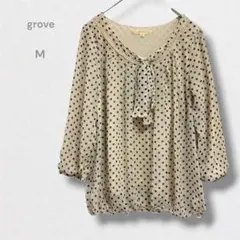 グローブ チュニック ブラウス ドット柄 シフォン ボウタイ フェミニン Mのサムネイル