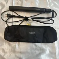 SALONIA ストレートヘアアイロン ブラック 耐熱ポーチ付