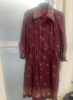 レトロワンピース　ワインレッド