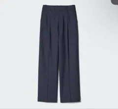 UNIQLO タックワイドパンツ ストライプ NAVY xs