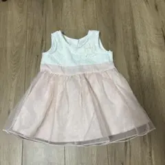 ホワイト/ピンク レースワンピース 90cm