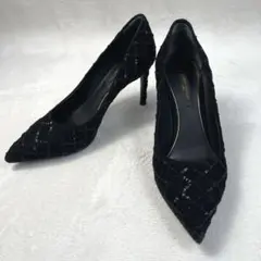 極美品 LOUIS VUITTON スパンコール パンプス 37 黒 LVロゴのサムネイル