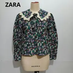 ZARA ザラ フリルカラー 花柄ブラウス