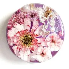 押し花デザイン ヘアゴム　キーホルダー　ブローチetc