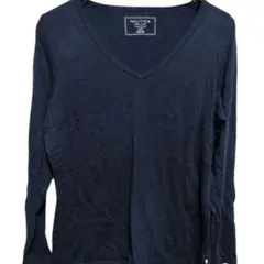 NAUTICA【M】ネイビー Vネック 長袖Tシャツ