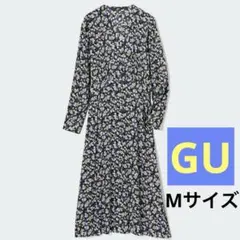 【送料込み　美品】ユニクロ　Vネックフレアワンピース　長袖　M 花柄