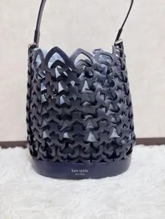 訳あり格安出品♡ケイトスペード ドリー ミディアムバケット かごバッグ ネイビー