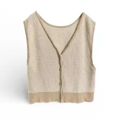 ニコアンド　ベージュ Vネック ボタン　ベスト　カーディガン　ノースリーブ　M