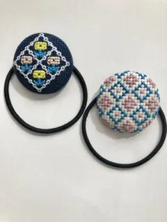ハンドメイド　刺しゅうヘアゴムセット