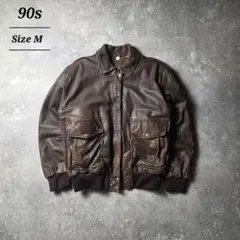 雰囲気抜群80s90sA-2Typeレザーフライトジャケット本革短丈バイカー茶色