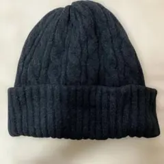 ブラックリブ編みニット帽