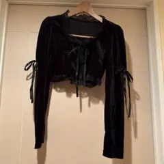 shein シーイン　ボレロ　ベロア　ブラック　黒