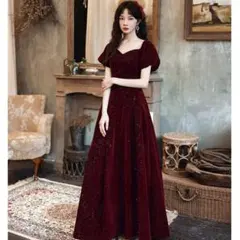 ワインレッド ロングドレス パーティドレス