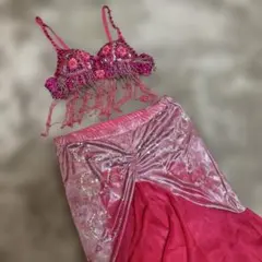 ベリーダンス オリエンタル花柄衣装 ２点セット