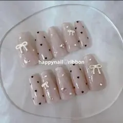 【サイズ変更、メルカリ便】ネイルチップ ワンホン キラキラ ハート リボン