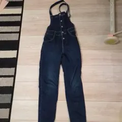 GU ダークブルー ボタン付きオーバーオール