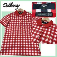 ✨美品✨キャロウェイ 春夏 ギンガムチェック柄 半袖ポロシャツ ゴルフウェア 赤