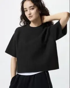 【新品未使用】UNIQLO ウォッシャブルミラノリブセーター 半袖