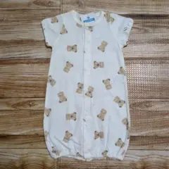 新品 未使用 クマ 半袖 ロンパース 総柄 男の子 女の子 50-60
