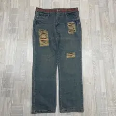 vintage y2k バギーデニム　バギーパンツ　ダメージデニム　雰囲気◎