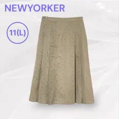P61❤️ NEWYORKERドットオパールプリント タックスカート　Lのサムネイル