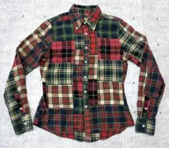 90s RALPH LAUREN パッチワーク ボタンダウン チェックシャツ